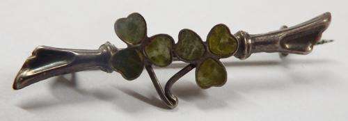 Irish Clover brooch with Jade - as per photo
