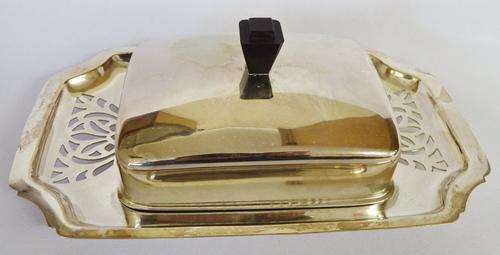 Silver Plated butter dish with glass inner - as per photo
