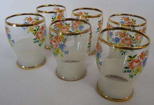 Lot of 6 Shabby Chic Vintage shot glasses - as per photo
