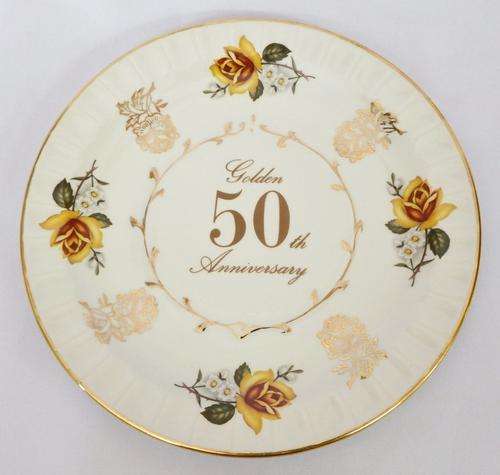 AVON by Wood & Sons - Golden 50th Anniversary plate - 19 x 19cm - as per photo