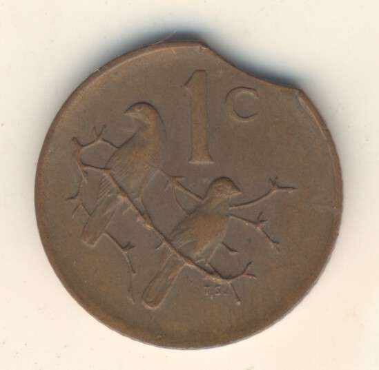 RSA - 1976 Cent with Clipped Planchent -  Error Coin - as per scan