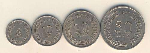 Singapore - 1967 Set of 4 coins - 5 Cent to 50 Cents - as per scan