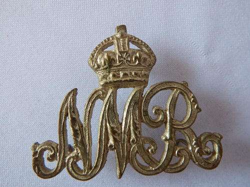 Natal Mounted Rifles cap badge - white metal - Kings crown and lugs - as per photo