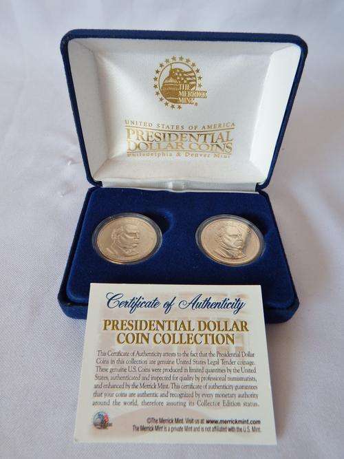 Presidential dollar coins - Philadelphia & Denver Mint - in box with Certificate - as per  photo