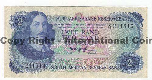 TW de Jongh uncirculated 1974 - R2 bank note - as per scan