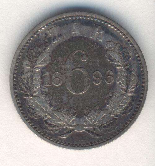 1896 ZAR Kruger 6d sixpence - VF - Toning and scraper marks - as per photo