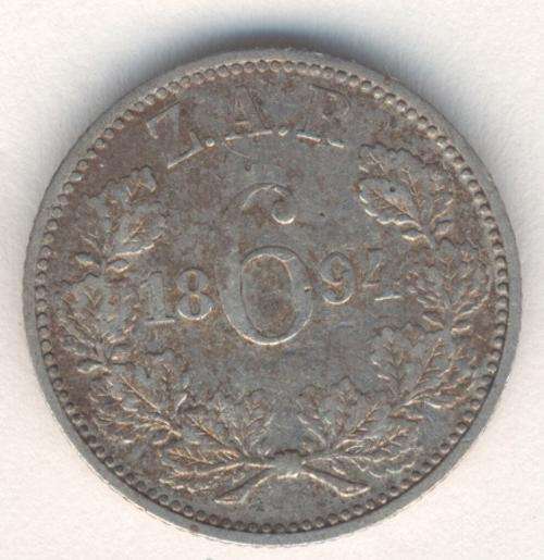 1894 ZAR Kruger 6d sixpence - VF - as per photo