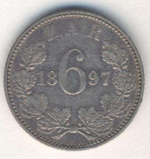 1897 ZAR Kruger 6d sixpence - XF