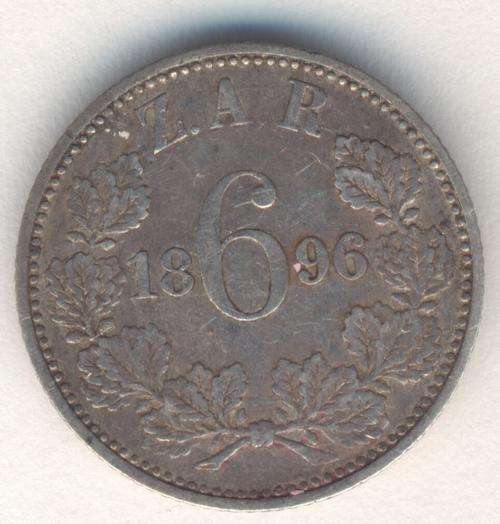 1896 ZAR  Kruger 6d sixpence VF+