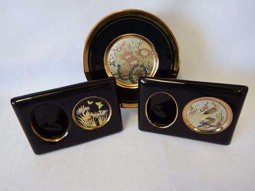 The art of Chokin 24 kt gold edged frames and small plate