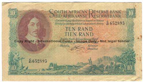 Old SA 5 pound & 10 rand banknotes - as per photo