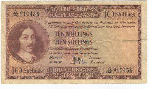 MH de Kock 3rd series 10 shilling banknote VF