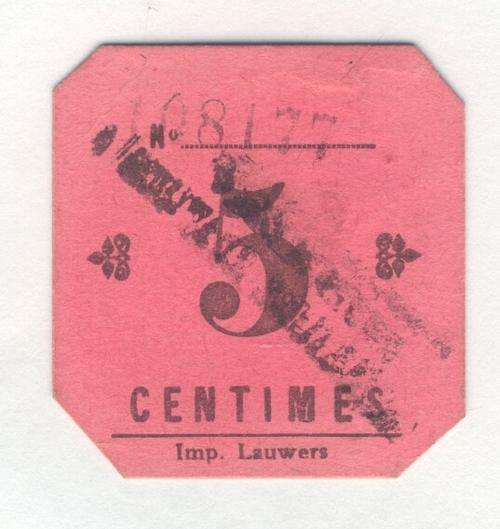 French Mauvaux 5 centimes banknote token