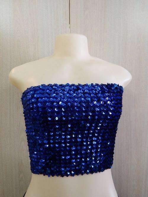 Vintage blue evening sequins top