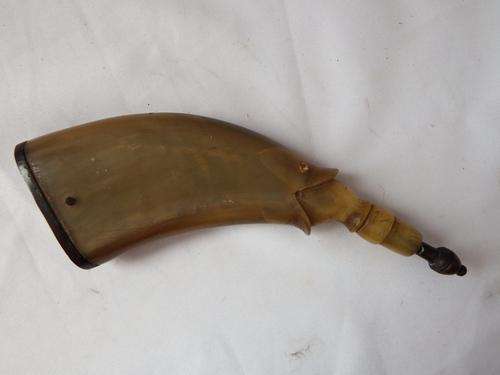 Antique  gunpowder horn in the shape of a fish