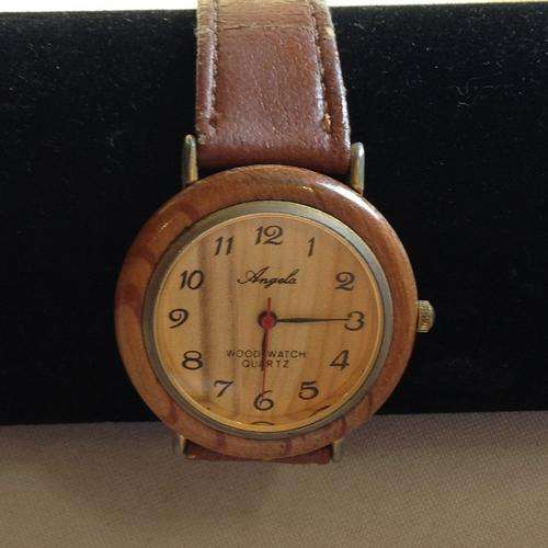 Vintage Angela wood quartz watch