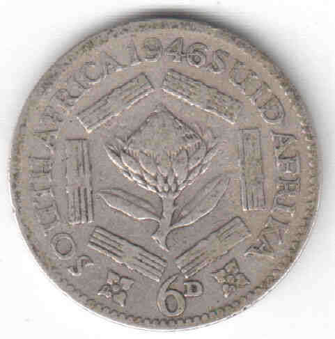 1946 SA Union sixpence as per scan
