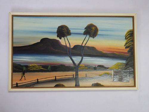 J Hansen oil painting in frame