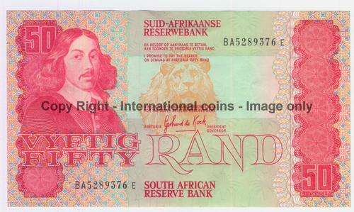 Gerhard de Kock R50 note - scarce BA series