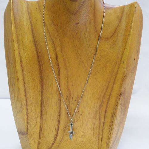 Silver moonstone pendant with silver necklace