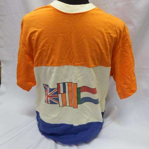 Vintage South African T-shirt in colours of the old SA flag - with "Die Stem" on the back