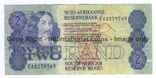 Lot of 5 old SA Banknotes - in decent condition - R2, R5, R10, R20, R50