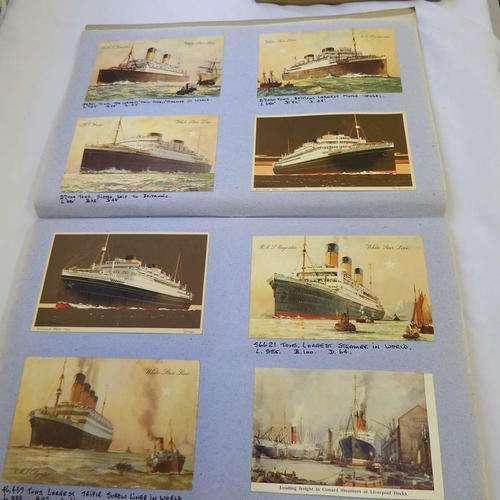 Collection of over 130 shipping postcards in scrapbook