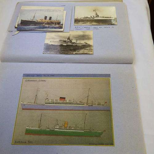 Collection of over 30 shipping postcards - some rare with newspaper clippings