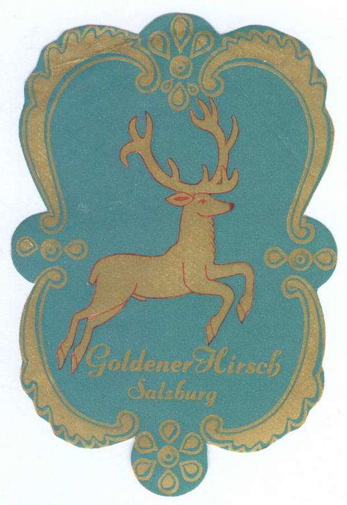 Antique Goldener Hirsch Salzburg labels