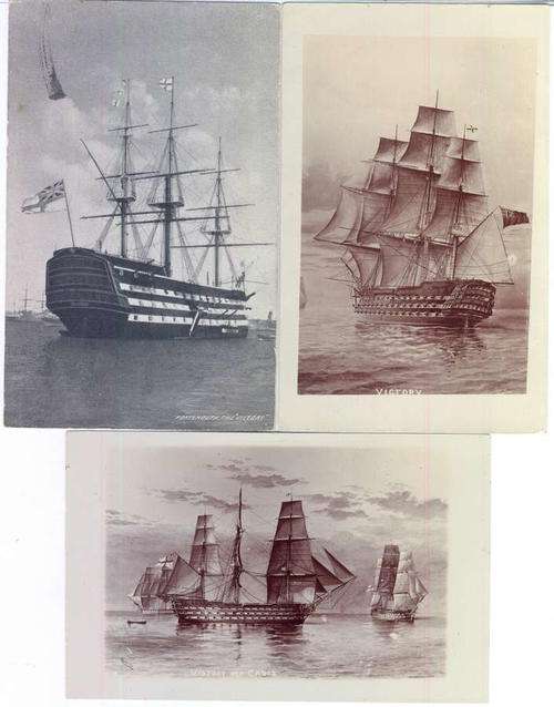 5 Postcards of Nelson and the HMS Victory - all over 100 years old