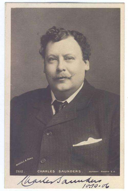 Signed postcard of Charles Saunders , turn of the century tenor (described as one of the finest)
