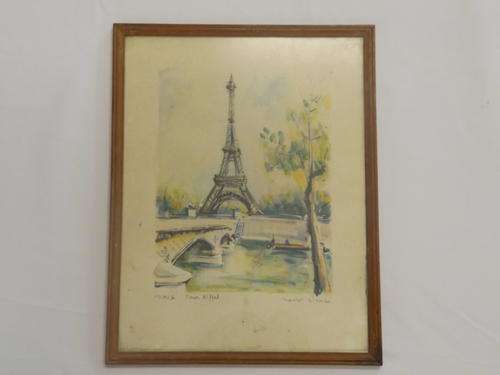 Eiffel Tower by Marius Girard - Print in frame