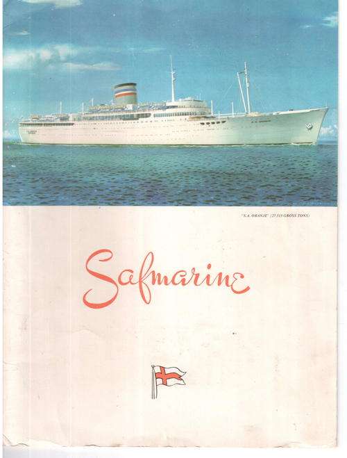 Safmarine - Last voyage of the SA Oranje - Cape Town to Durban - Entertainment Programme + 6 menus