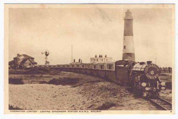 Postcard - `Coronation Limited` Leaving Dungeness Station R.H.andD. Railway - Unused