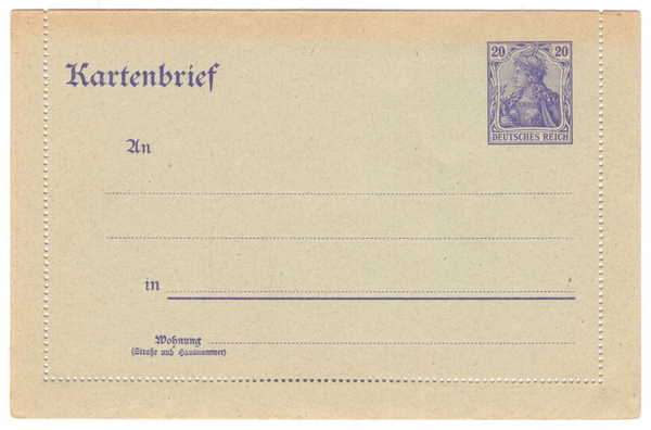 Pre-printed Unused Kartenbrief - 20 Mark (Deutsches Reich)