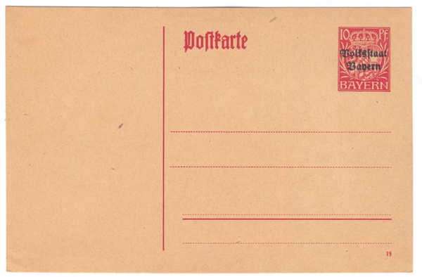 Pre-printed Unused Postkarte - Boltsftaat Bayern - Stamp : 10 Pennies
