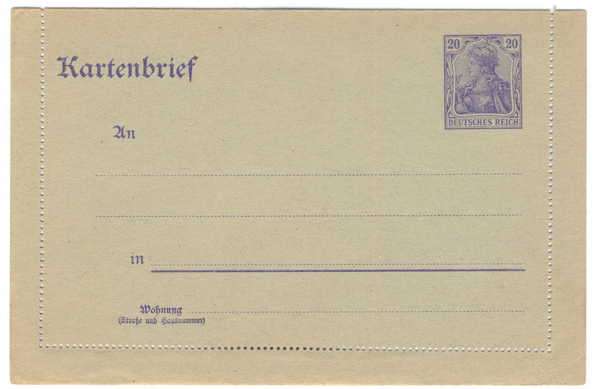 Unused Pre-printed Kartenbrief - Stamp : 20 Mark