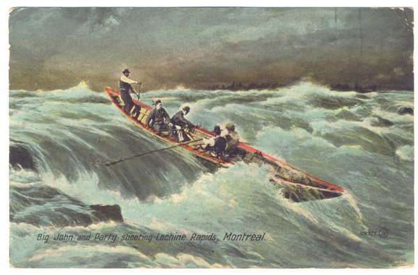 Post Card - Big John and Party shooting Lachine Rapids, Montreal - Used but not posted
