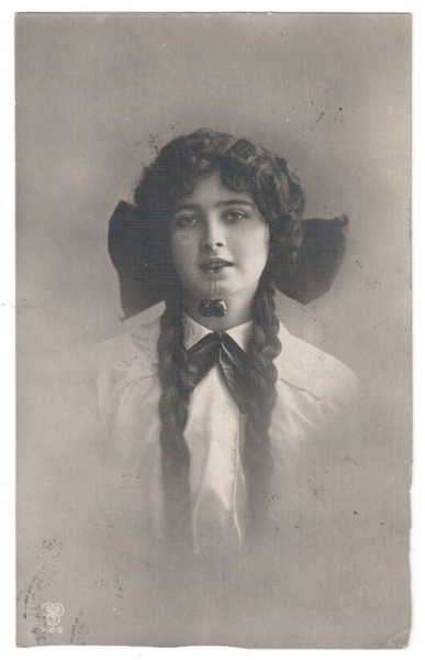 Post Card - Girl holding cherries with mouth