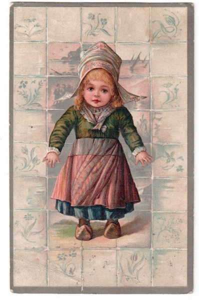 Post Card - Little girl wearing clogs - from Hannover - 10 May 1907 - damaged - Stamp: 5 Mark
