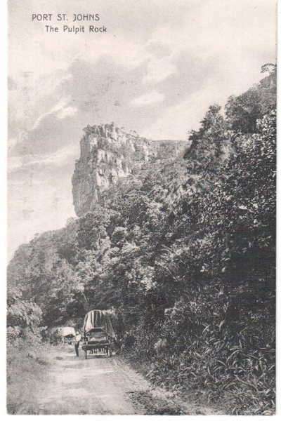 Post Card - Port St. Johns `The pulpit rock` - from Aliwal North - 8 Jan 1909 - Stamp : Half cent