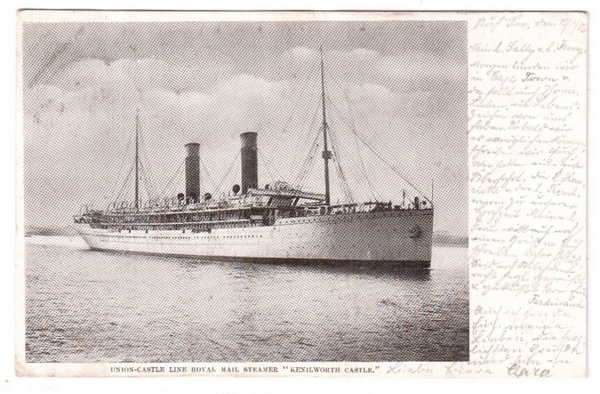 Post Card - Union Castle Line Royal Mail Steamer `Kenilworth Castle`