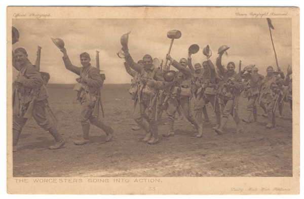Post Card - Vintage photo of `The Worcesters going into action.` - Unused