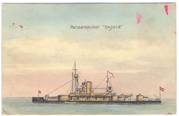 Post Card - Panserskiber `Skjold`. - from Denmark to Sea Point - 1911