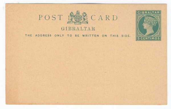 Pre-printed Gibraltar "5 Centimos" postcard - unused