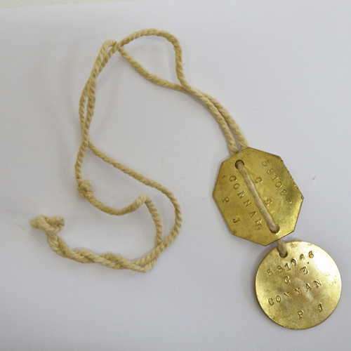 Pair of WW2 Dog Tags belonged to 581066 PJ Connan from Corps of Engineers