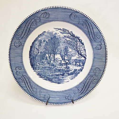 Currier and Ives `The Old Grist Mill` Underglaze print porcelain plate by Royal