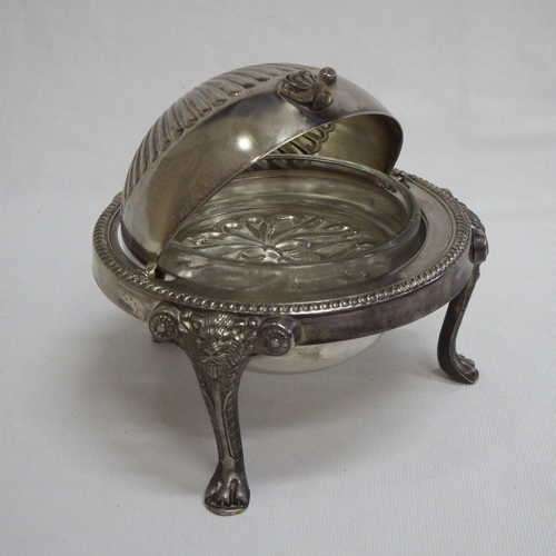 Silver Plated butter dish with glass bowl inside