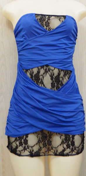 Blue with black lace lingerie set - New