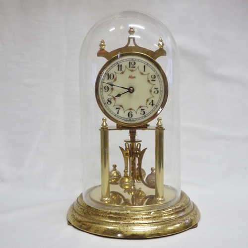 Vintage Kundo 400 day anniversary dome clock - fine chips on lower part of glass dome - Height:33cm